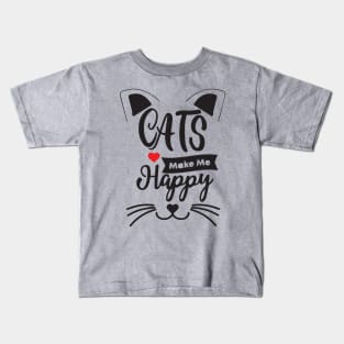 cats make me happy shirt Kids T-Shirt